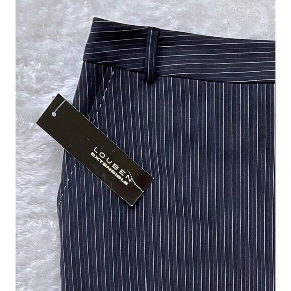 NWT LOUBEN Stretch Jet Black Pinstriped Pencil Skirt, Size 12 - Picture 2 of 11